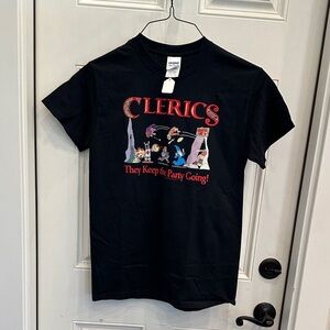 NWT Gildan Black T-Shirt with Clerics Party Graphic